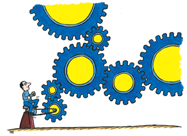 Man operating gears